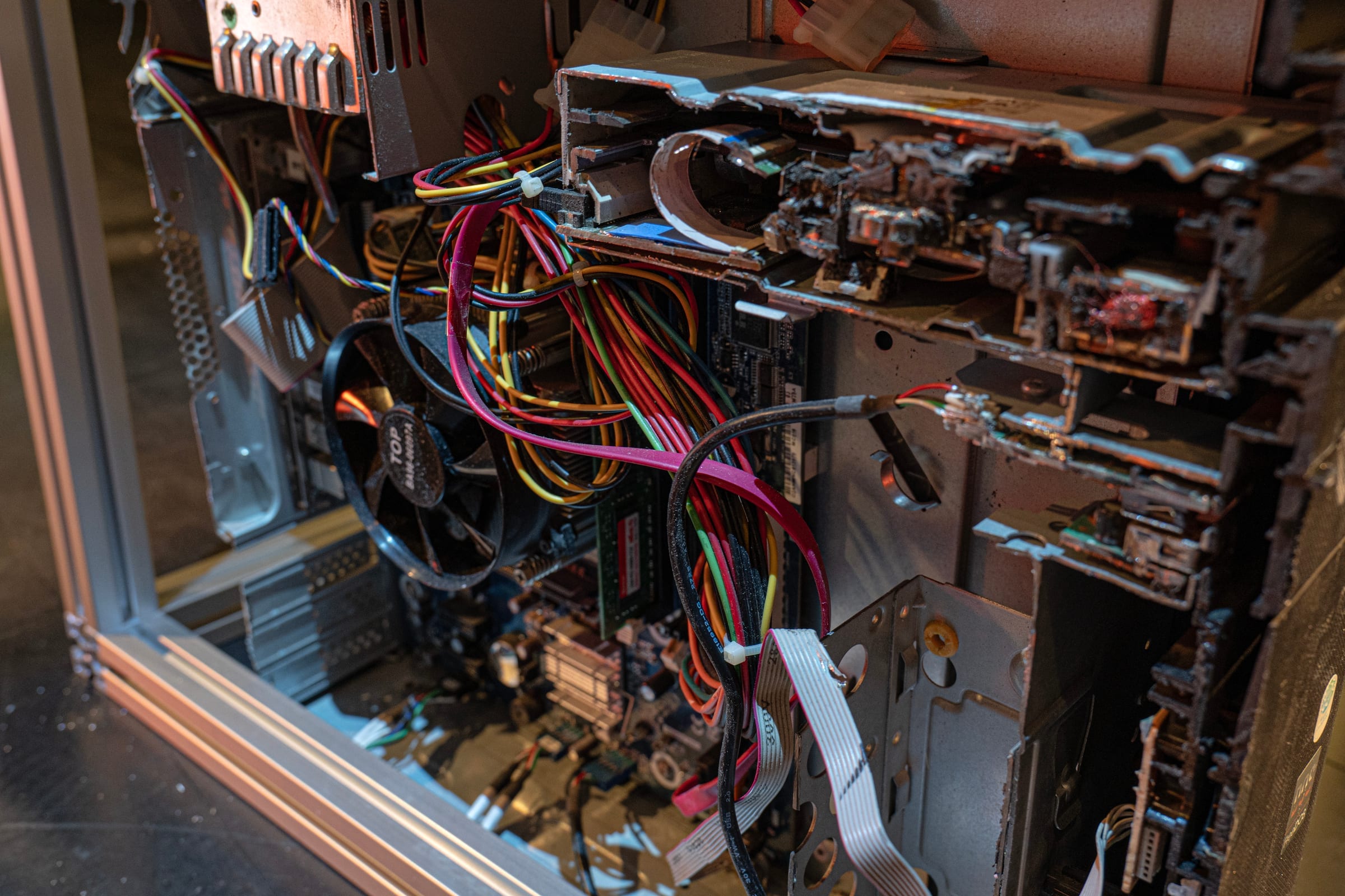 Exposed interior of a clipped computer